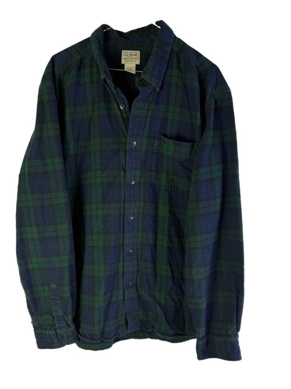 Vintage 90s L.L. Bean Button Shirt Plaid Flannel Chamois Cloth Faded